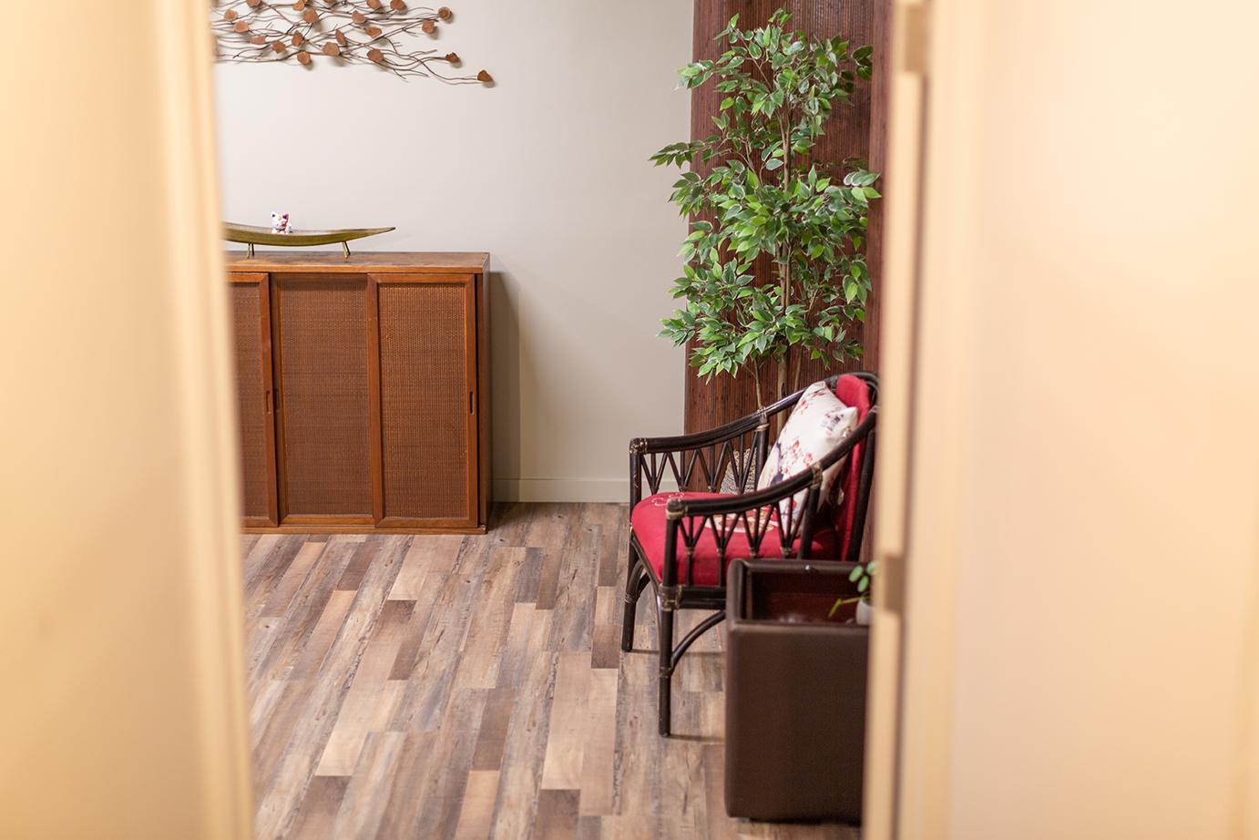 View of waiting area from the staircase.