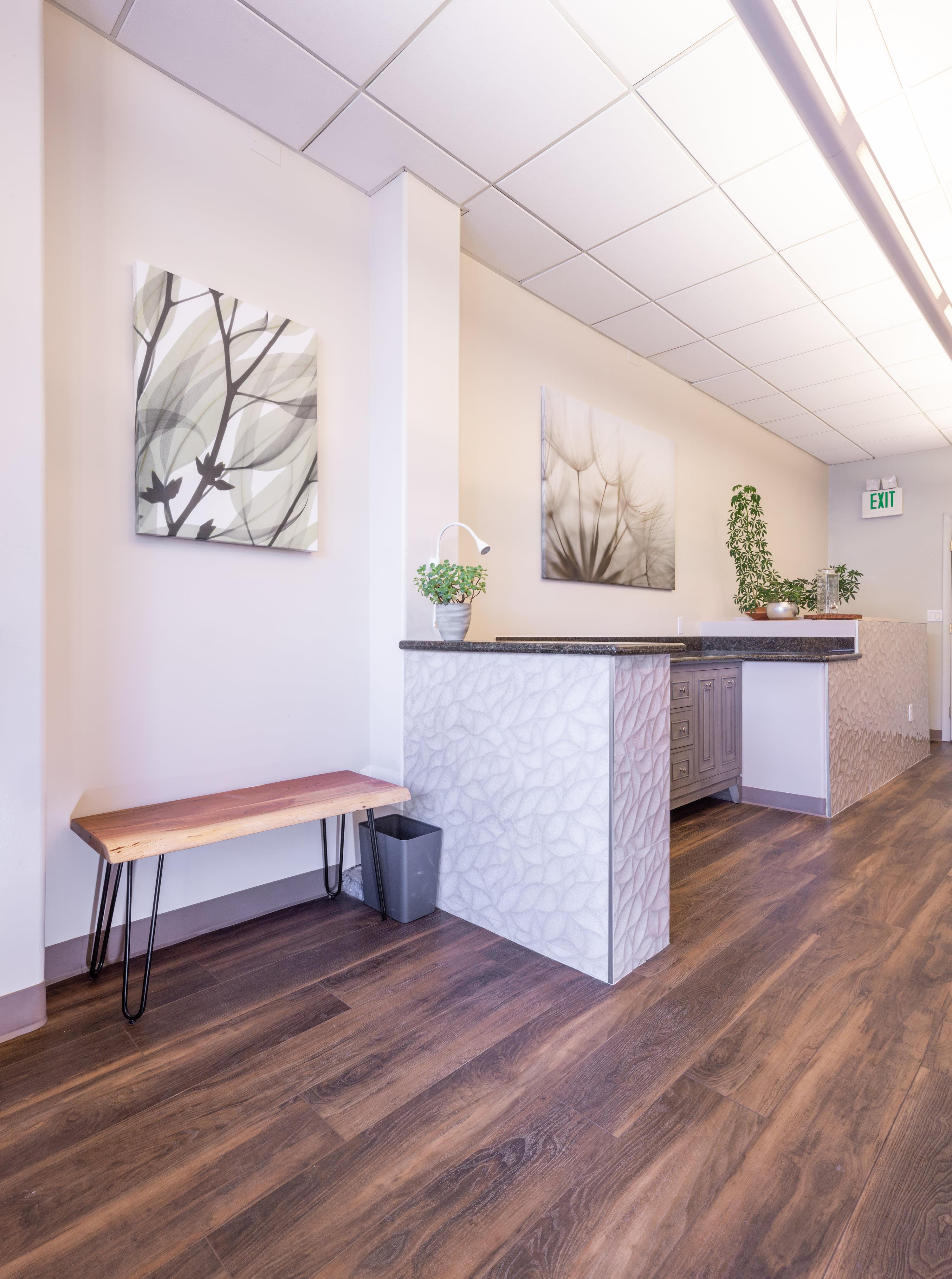 View of front desk and work area